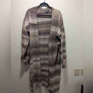 Anthropologie Womens Cozy Brown Ombre Striped Sweater Cardigan Coatigan One Size
